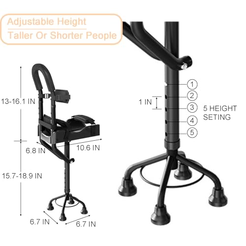 Hands Free Crutch for Adults, Non-Slip Knee Walking Aid, Adjustable Leg Support up to 330 lbs (Black)  
Hands Free Crutc