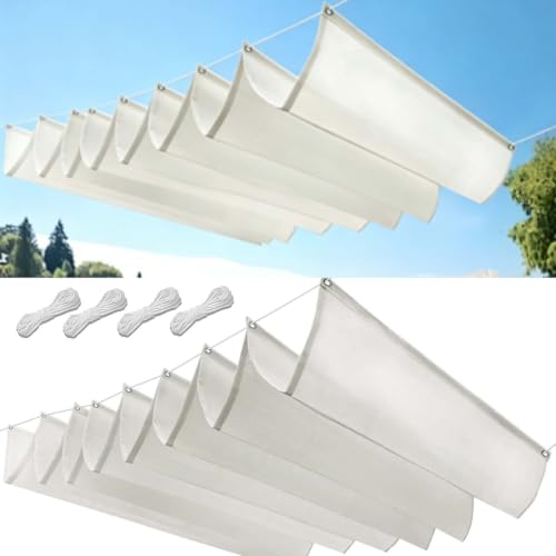 Voile d'ombrage rétractable imperméable 150x460 cm protection UV blanc - 2