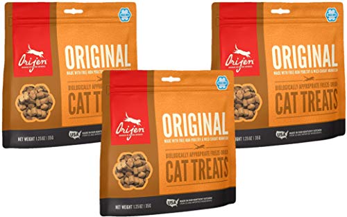 ORIJEN-3-Pack-of-Original-Cat-Treats-125-Ounces-Each-Freeze-Dried-Grain-Free-Made-in-The-USA ORIJEN 3 Pack of Original Cat Treats, 1.25 Ounces Each, Freeze-Dried, Grain-Free, Made in The USA - Image 1