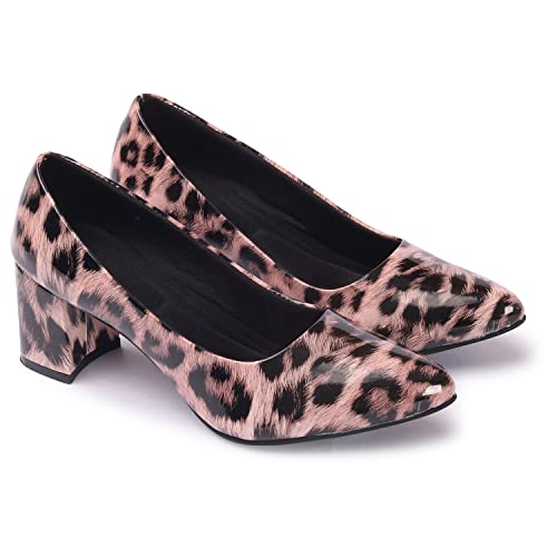 Image of Ladies Hub Women's Stylish Pump Block Heels and Pointed Toe Ballerina Shoes for Party and Formal Occasions