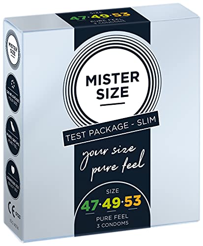 MISTER SIZE Kondome Probierpackung – Slim Package – 3er Pack (47-49 - 53 mm) / gefühlsechtes & hauchzartes Kondom/extra dünne & extra feine Condome / 100% Naturkautschuk-Latex/natural feeling