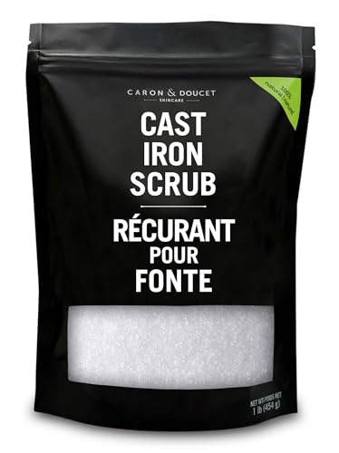 CARON & DOUCET - Cast Iron Cleaning & Restoring Scrub | 100% Natural | Best for Removing Rust Without Scratching & Care Before Cleaning, Washing & Seasoning (1 Pound)