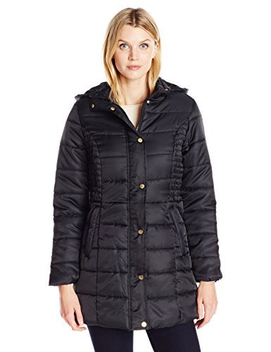 Harve Benard Women's Matte Sateen Long Quilted Puffer, Black, M