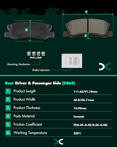 Image of SCITOO D867 D868 Front & Rear Ceramic Brake Pad Sets 2004-2011 For Mitsubishi For Endeavor,2007-2009 For Grandis,2001-2006 For Montero