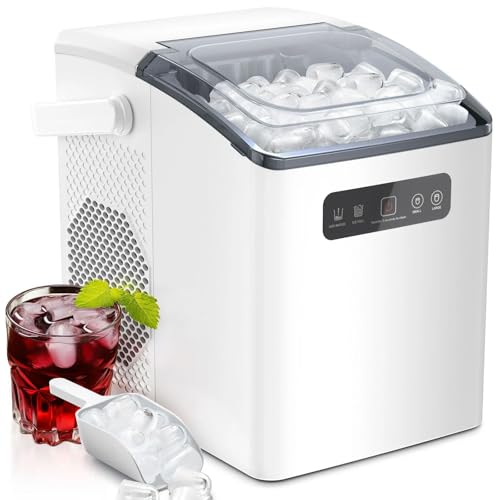Fabricadora de hielo TYYMSMK, salida rápida de hielo, cubierta superior transparente, operación silenciosa, diseño simple y moderno, operación con un solo botón, satisface fácilmente todas sus necesidades de fabricación de hielo miniatura 1