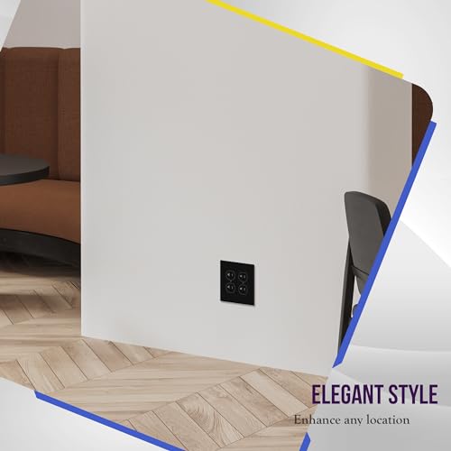 Image of ENERLITES Double Duplex Wall Plate, Two Gang Electrical Outlet Cover, Gloss Finish, Mid-Size 2-Gang 4.88 inch x 4.92 inch, Unbreakable Polycarbonate Thermoplastic, UL Listed, 8822M-BK, Black