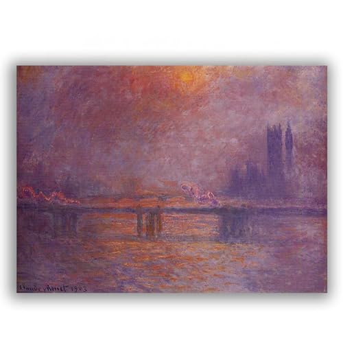 Toile impressionniste Monet pour habiller un grand mur vide de salon moderne 80x112cm