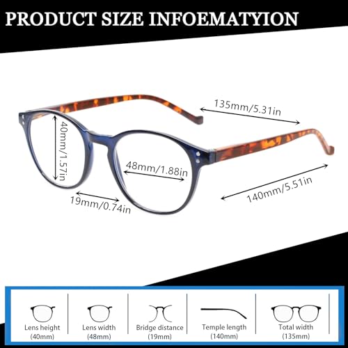 Image of 5 Pairs Reading Glasses - Standard Fit Spring Hinge Readers Glasses for Men and Women