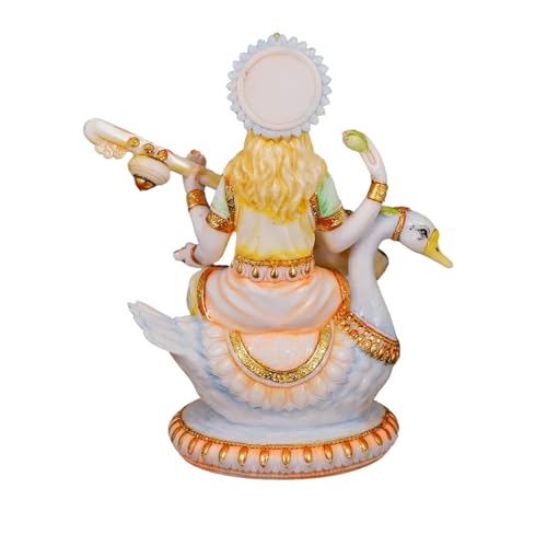 Statue Saraswati 21cm : chef-d'œuvre multicolore pour décoration maison - 5