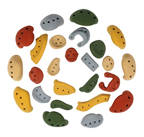 Atomik Rock Climbing Holds 25 Screw-On Holds for Kids Style 2 in Assorted Earth Tones