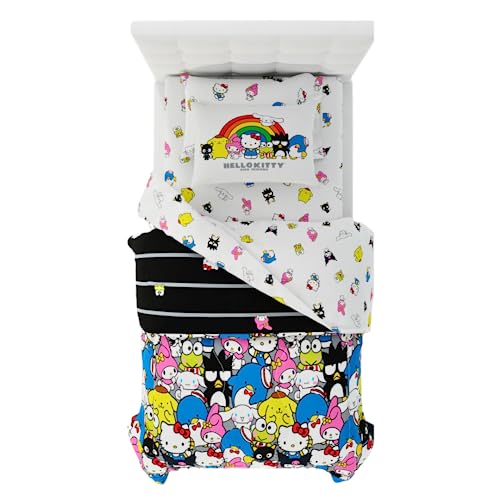 Franco Collectibles Sanrio Hello Kitty & Friends Bedding 5 Piece Super Soft Comforter and Sheet Set with Sham, Twin, (100% Official Licensed Product)