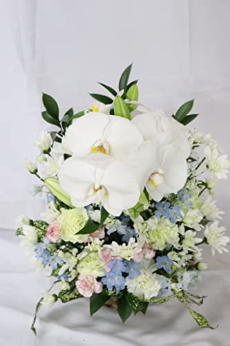 PURIZA 胡蝶蘭入り お供え花 供花 生花 お供えのお花 お悔やみのお花 枕花 一周忌 お供え生花 家族葬 花 フラワー装飾一級技能士製作