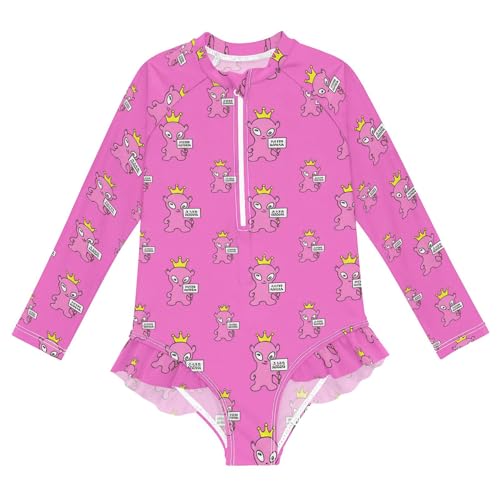 Cute Alien UFO Girls Long Sleeve Rashguard Swimsuit UV Protection One-Piece Swimwear Bathing Suit B0404033