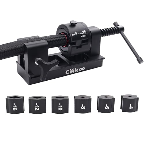 CIFITCOO 4-16AN Fitting Installation Tool AN Hose Assembly Tool Fuel Line Installation Tool with 6 Dies (4AN 6AN 8AN 10AN 12AN 16AN) for CPE Fuel Line Adjustable Universal Fit For Any Brands
