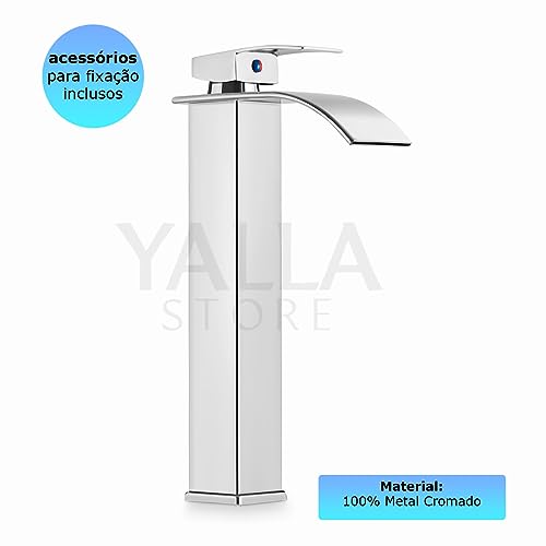 Torneira de Banheiro Cascata Alta Monocomando Misturador 30 cm Inox, MM House