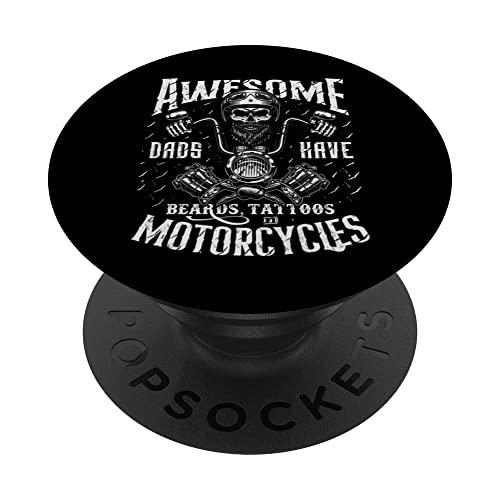 Biker Dads Tienen Tatuajes Barbas Paseo Motocicletas Día Del Padre PopSockets PopGrip Intercambiable