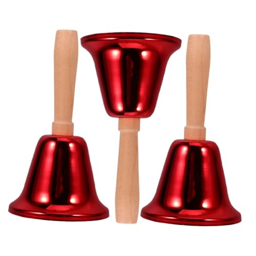 HAPINARY 3pcs Hand Ring Bell Loud Bell Mini Cowbell Bell for Desk Ordering Bell Hotel Bell Cowbell with Handle Metal Hand Ringing Bell School Bell Loud Hand Bell Meditation Bell Jingle Bell