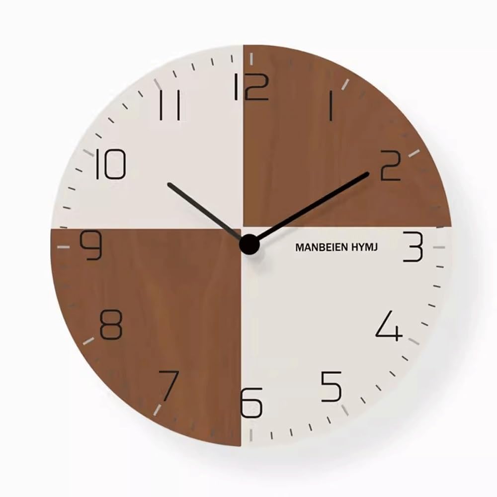 J9V4G6S3B5 Analogue Wall Clock Clock and Wall for Living Room, Home, Fashion, Dining, Simple and Silent Quartz, Suitable for, Study, Bedroom, Office for Room Decoration(Bruin,16inch)