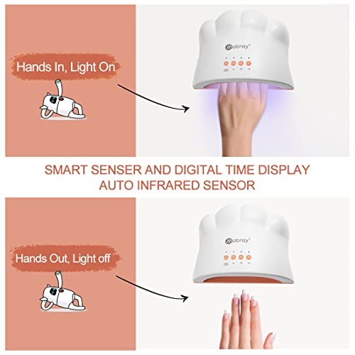 Mobray Uv Led Nail Lamp 48W, Cat Claw Shape Nail Dryer Gel Polish Light Nail Light With 3 Timer Setting Nail Polish Curing Gel Led Dryer For Gel Nail Polish And Poly Nail Gel(White) #TOP2