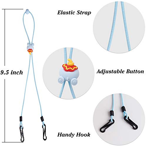Kids Face Mask Lanyard Clips, 5 Pack Child Toddler Adjustable Cartoon Cute Length Strap Extender Eyeglass Holder Hanger Rest Gift for Boys Girls School Childrens, Convenient Head and Around The Neck - Thumbnail 4