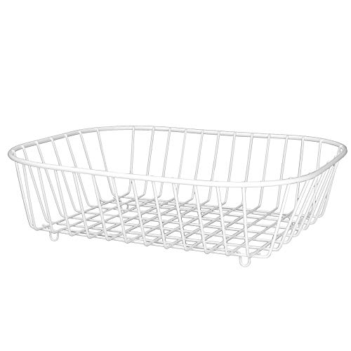 White Sink Basket  Dish Cutlery Draining Rack  Wire Mesh Kitchen Sink Protector  M&W