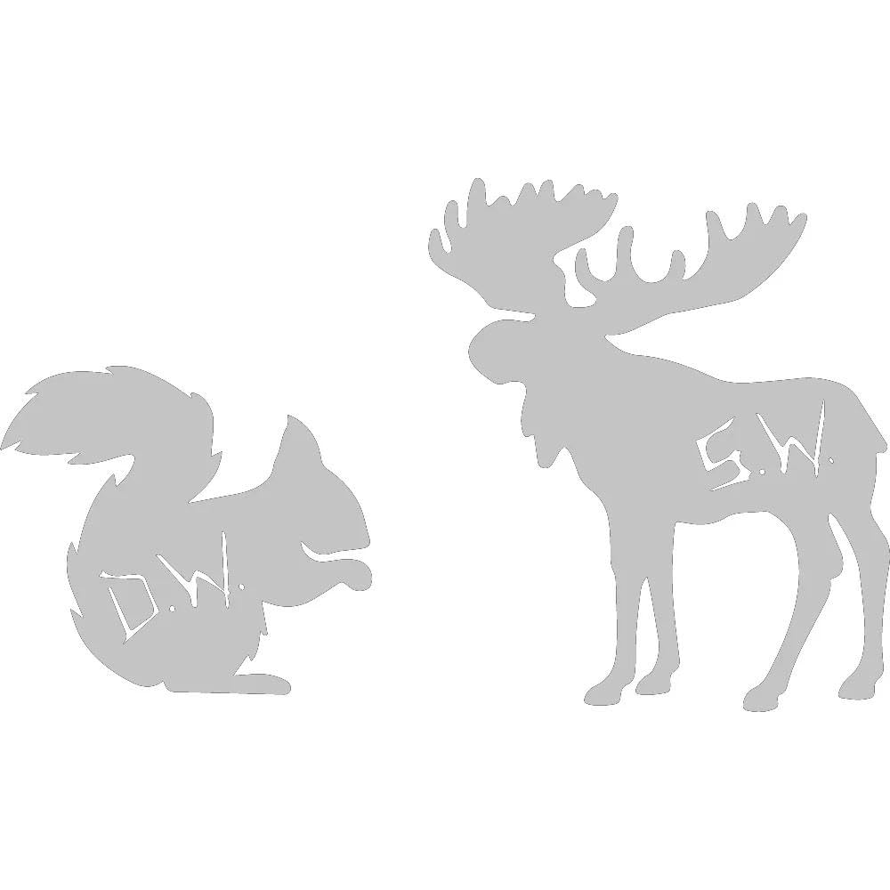 Bertdcx Grey Auto Accessory Moose And Squirrel Vinyl Stickers Supernatural Design Car Decals(Grey)
