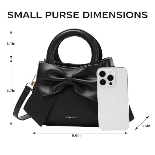 Small Purses for Women Crossbody Bag, Vegan Leather Crossbody Purses and Handbags with Top Carry Handle and Cute Bow Knot3