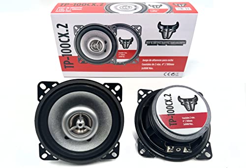 Juego Altavoces coaxiales TOROPOWER TP-100CX.2 de 2 vías de 4' (10cm) para automóvil. Potencia máxima 2x90W