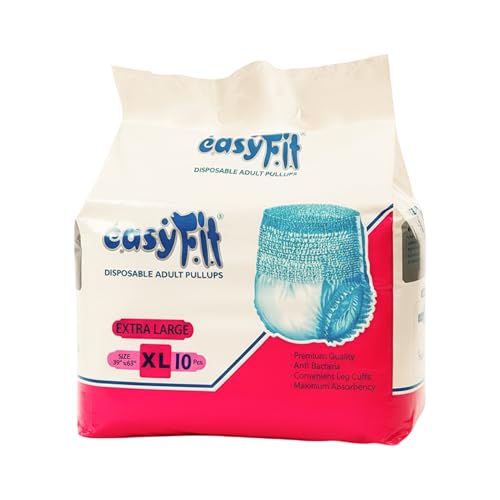 Image of Easyfit Adult Diaper Pants | 30 Count (Extra Large) | Waist 36-58 inch (90-148 cm) | Unisex | Leak Proof | Wetness Indicator | Overnight Protection | Elastic Waist (Pack of 3)