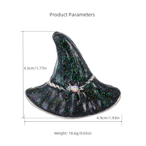 Image of Rhinestone Witch Hat Brooch Pin for Women AB Crystal Green Witchcraft Brooches Lapel Pins Unisex Delicate Cap Fashion Chic Christmas Halloween Jewelry