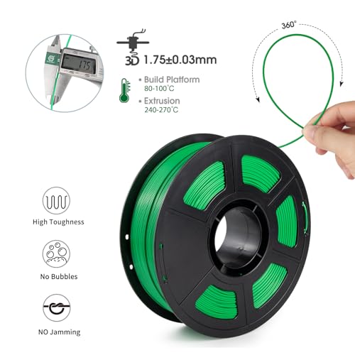 Image of iSANMATE ASA Filament 1.75mm Green 1KG, UV & Weather Resistant 3D Printer Filament Perfect for Outdoor Functional Parts, Dimensional Accuracy + /- 0.02mm, 1kg Spool (2.2lbs)