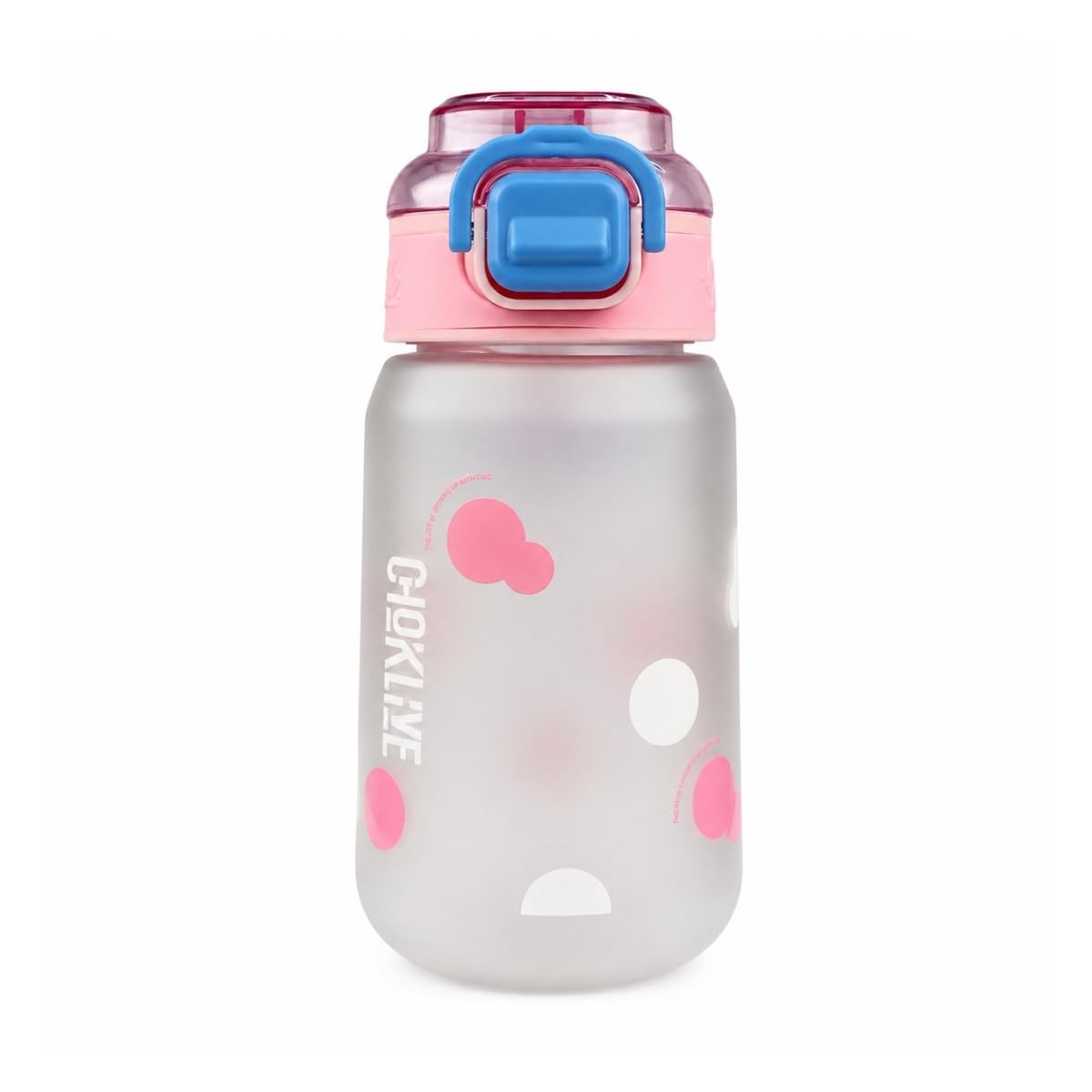Kids Frosted Polka-Dot BPA Free Sipper Bottle 550 ml with Silicone Straw Phthalates Free, Leak Proof Flip Lock Lid Water Bottle for Boys & Girls for School, Travel & Outdoor (SB9167B, Pink)-image-17