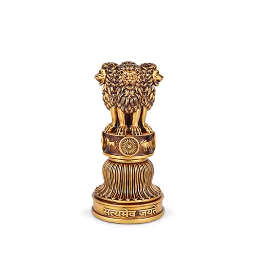 Image of Artarium Handcrafted 9 Inch Ashoka Ashok Pillar Idol Pillar Statue Showpiece for Car Dashboard Home Office Decor Table Showpiece Corporate Gifting - Antique