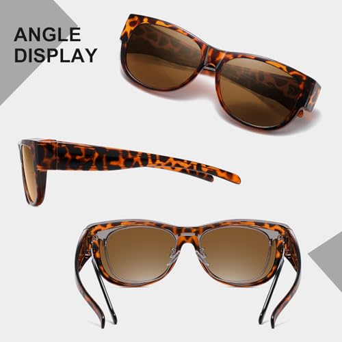 Image of HAOLOTA Sunglasses that Fit-Over Glasses Women Polarized, Trendy Cat Eye Sunglasses Wear Over Glasses, UV Protection