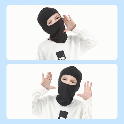 Image of Pukavt Kids Ski Balaclava Mask for Boys and Girls, UV Protection Windproof Scarf for Winter Snowboard Cycling Gray