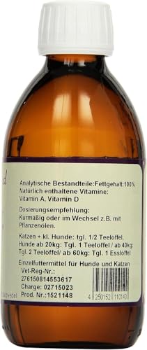 Lunderland Dorschlebertran | 90 ml | Einzelfuttermittel für Hunde & Katzen | Mit Omega-3 & Vitaminen