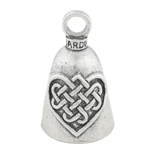 Guardian Bell Celtic Good Luck Bell w/Keyring & Black Velvet Gift Bag | Motorcycle Bell | Lead-Free Pewter | Made in USA, Celtic Heart