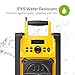 Nedis Job Site FM Radio with Bluetooth, IPX5 Water Resistant Portable Heavy Duty Speaker with AUX In, 20 Presets & Carry Handle, Battery or Mains Powered - Yellow
