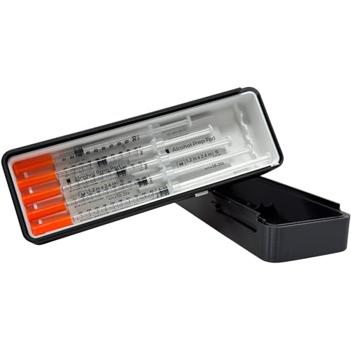 Chameleon Studios 5-Slot Prefilled Syringe Storage Case for 1 mL Syringes Compact Hard-Shell Travel Organizer Discreet Design (Case Only) (Black/Gray)