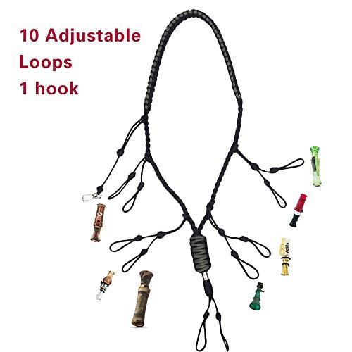 SOMA Duck Call Lanyard Paracord Adjustable Loops Call lanyards for Hunting 5 Loops 1 Hook 4 Colors