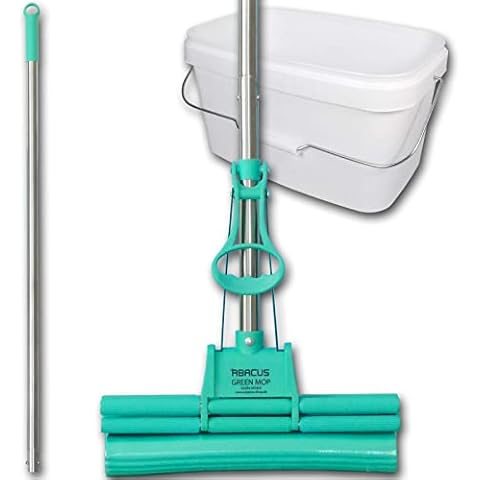 ABACUS Restposten Wischmopp extrem saugstark, Wischmop, Mop, Mopp, Bodenwischer, 4-Rollen Doppelwringsystem - Restposten Green Mop® 30 cm mit 10 L Eimer (7814.1) Cover