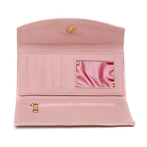 Bolsa Feminina Com Carteira, Alça De Mão E Tiracolo Ajustável Cor:Rosa;Tamanho:M;Gênero:Feminino
