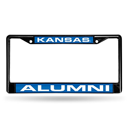 Rico Industries NCAA Kansas Jayhawks Alumni Black Laser Cut Chrome Frame 12" x 6" 12" x 6" Black Laser Cut Chrome Frame - Car/Truck/SUV Automobile Accessory