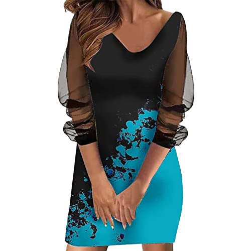 Robe décontractée femme col en V et manches longues en maille fine