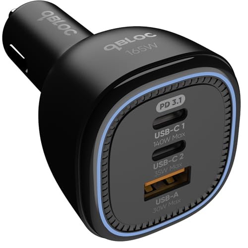 Cargador de coche de 165 W con triple puerto rápido para portátiles y iPhone