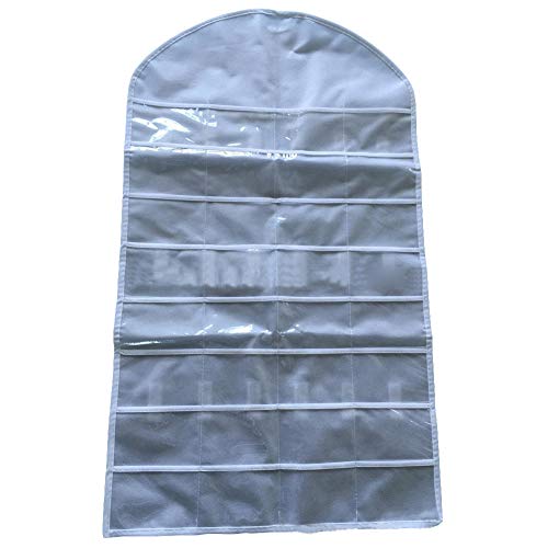 Harddo - Organizador de Joyas, 32 Bolsillos, 18 bucles para casa y de Viaje, Perchero de Doble Cara para Pendientes, Collares, Pulseras