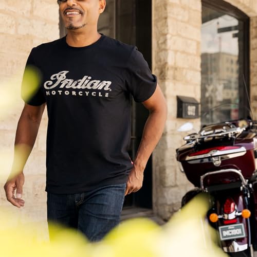 Indian Motorcycle Men's Script Logo T-Shirt, 100% Cotton, Classic Fit, Branded Details, 1 Pack4
