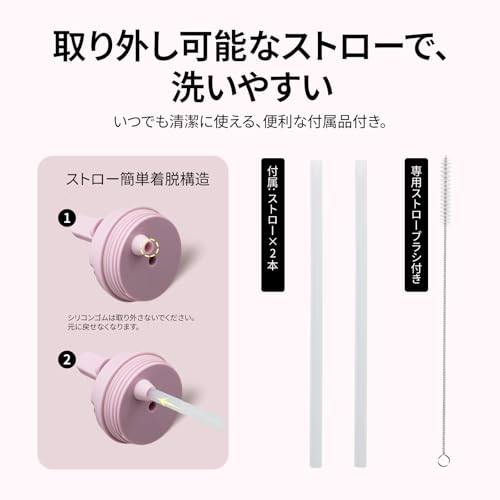 BOTTLE BOTTLE 水筒 1リットル 真空断熱 保温保冷 ステンレスボトル ストロー飲み おしゃれ 持ち手付き 漏れ防止 広口 1000ml スポーツボトル の商品画像 4
