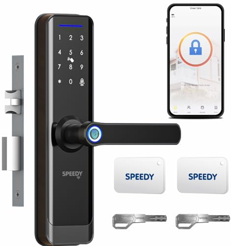 Image of SPEEDY Alloy Steel WiFi Enabled Smart Door Lock for Main Door with 5 in 1 Access | Biometric, 2 Emergency Keys | (No Extra Gateway Required) | 2-Year Warranty & Free Installation by Brand