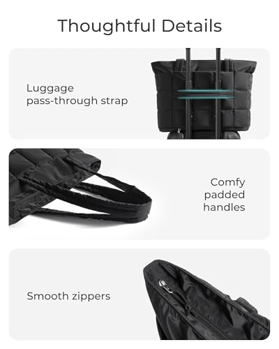 Image of BAGSMART Expandable Tote Bag for Women, Puffer Work Tote Handbag, Quilted Carry On Bag for Travel Gym